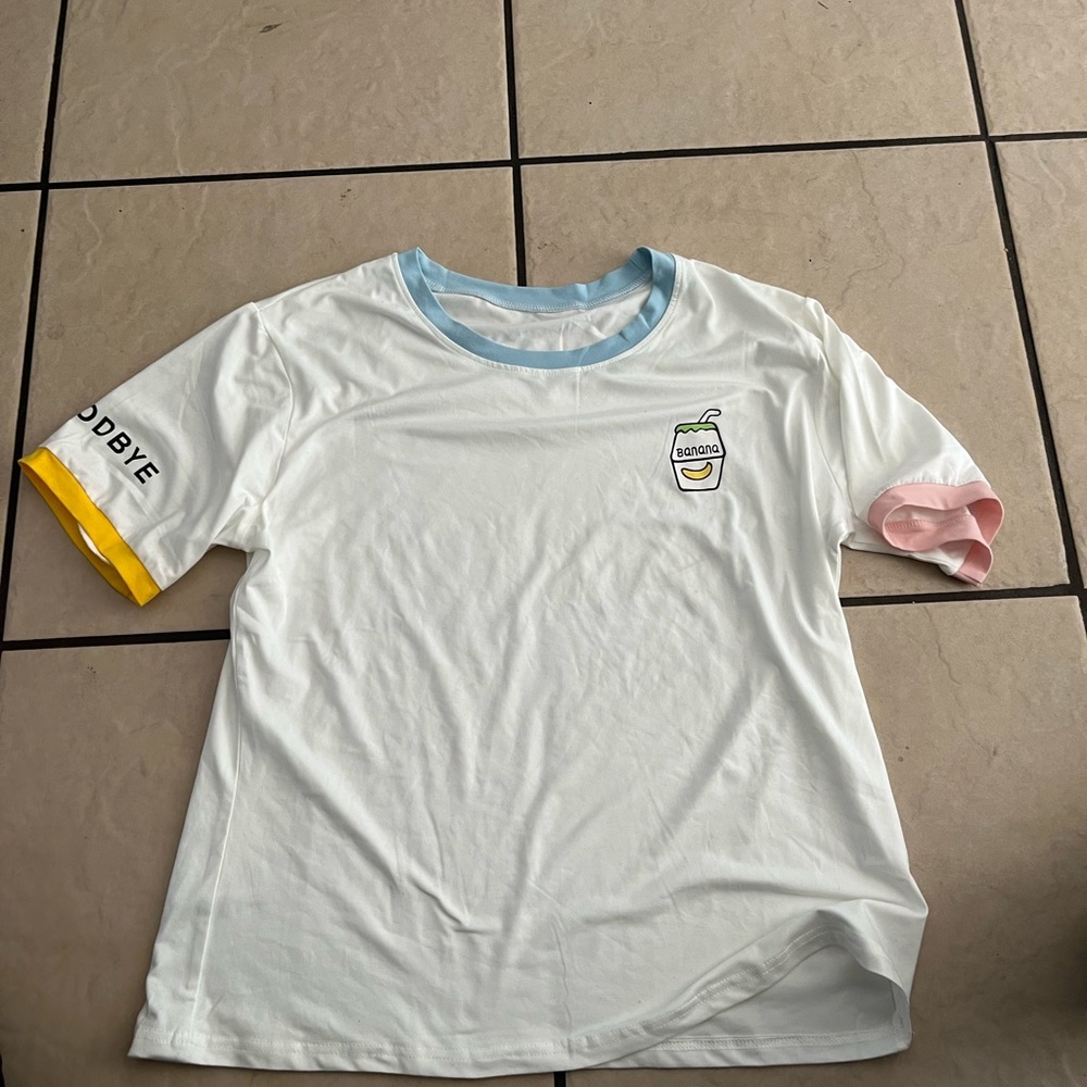 White colorful banana shirt